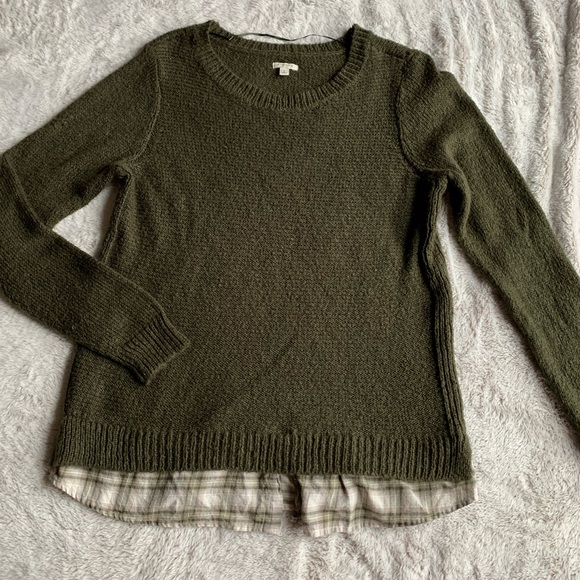 Olive green and plaid top - Picture 3 of 5